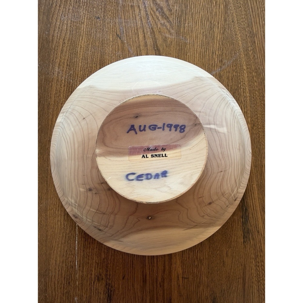 Vintage 1998  Hand-Turned Cedar Wood Bowl by Al Snell - 9" Artisan‎ Centerpiece